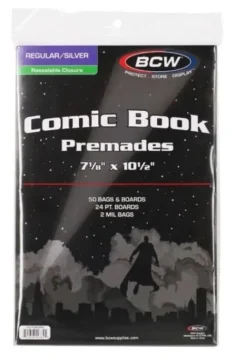 Premade Reselable Silver Age Bag and Board (50)