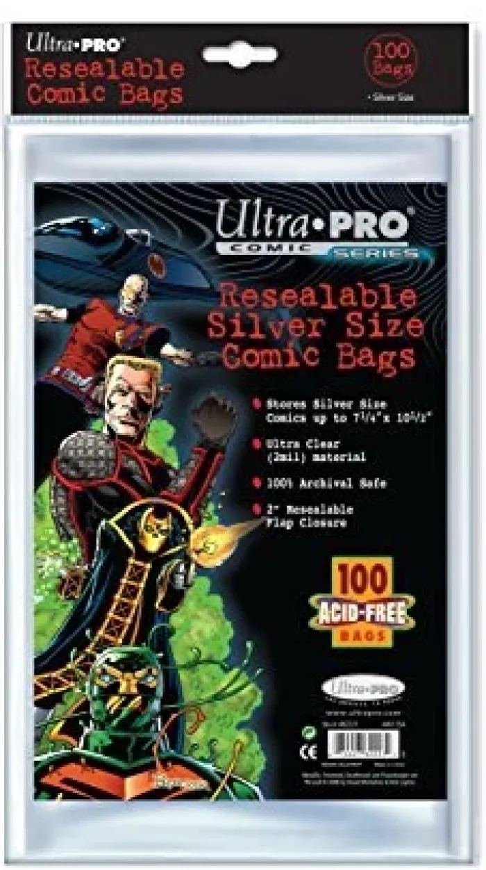 Silver Size Resealable Comic Bags (100)